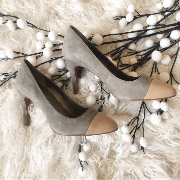 Tahari Shoes - Tahari Ryan Pump Grey with Nude Cap Toe